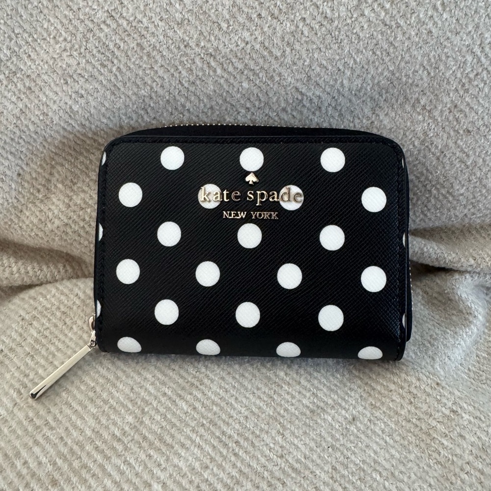 Kate Spade Black and White Polka Dot  Zip Wallet